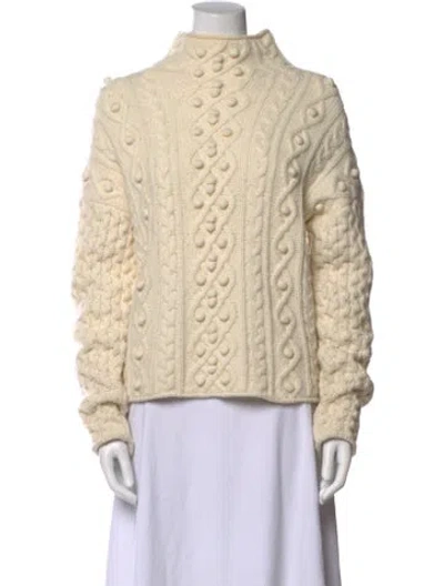 Pre-owned Theory Wool Turtleneck Sweater In Neutral