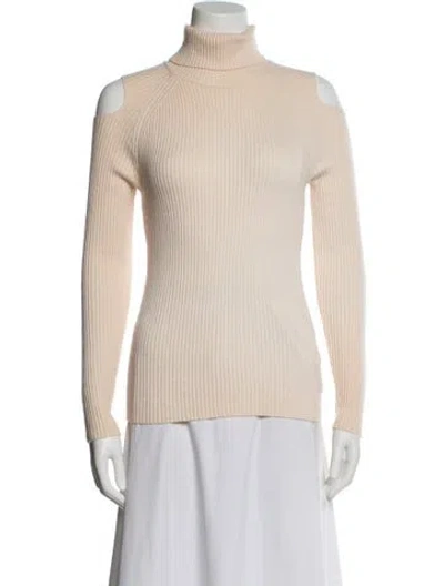 Pre-owned Theory Wool Turtleneck Sweater In Neutral