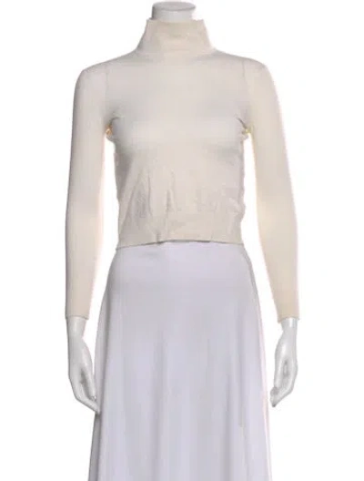 Pre-owned Theory Wool Turtleneck Sweater In Neutral