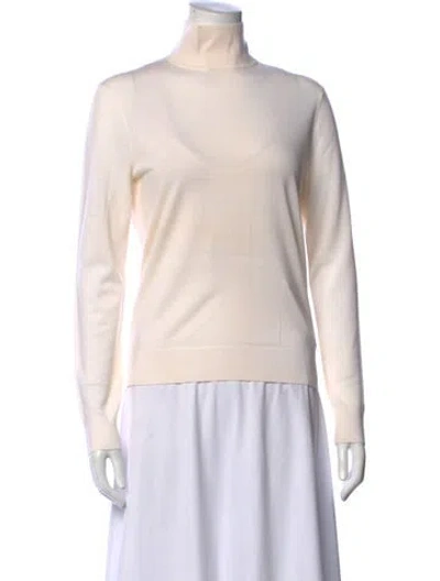 Pre-owned Theory Wool Turtleneck Sweater In Neutrals