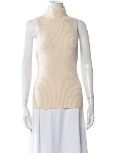 Pre-owned Theory Wool Turtleneck Sweater In Neutrals