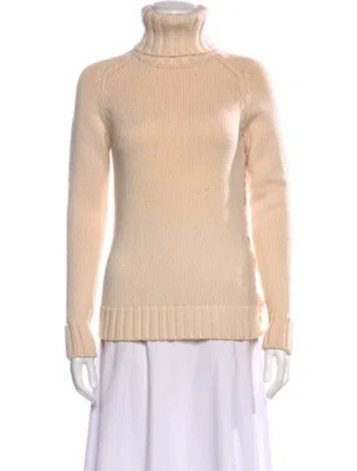 Pre-owned Theory Wool Turtleneck Sweater In Neutrals