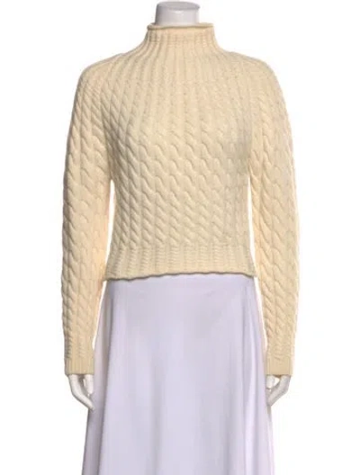 Pre-owned Theory Wool Turtleneck Sweater In Neutrals