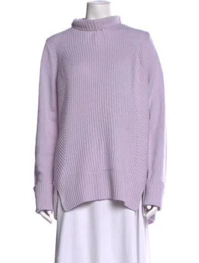 Pre-owned Theory Wool Turtleneck Sweater In Purple