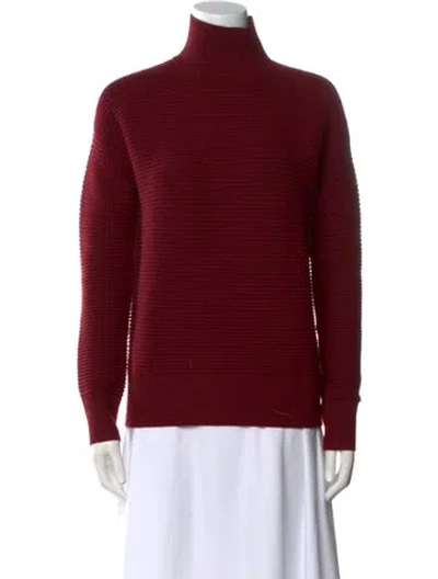 Pre-owned Theory Wool Turtleneck Sweater In Red