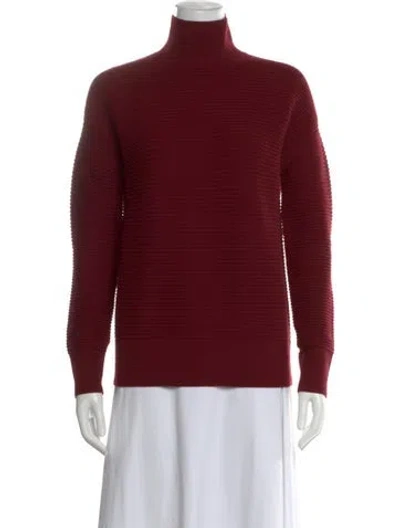 Pre-owned Theory Wool Turtleneck Sweater In Red