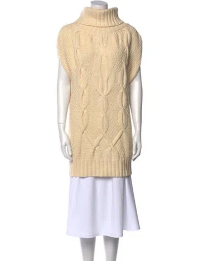 Pre-owned Theory Wool Turtleneck Sweater In White