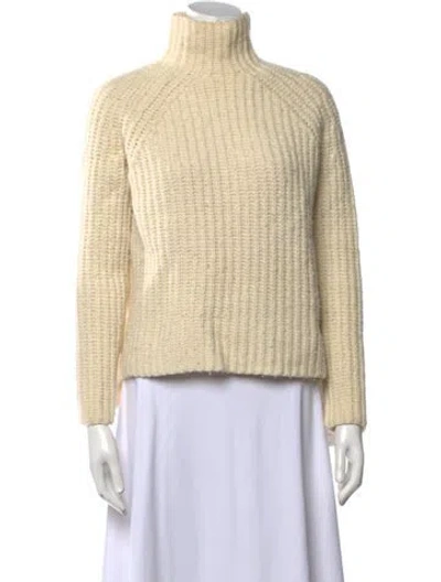 Pre-owned Theory Wool Turtleneck Sweater In White
