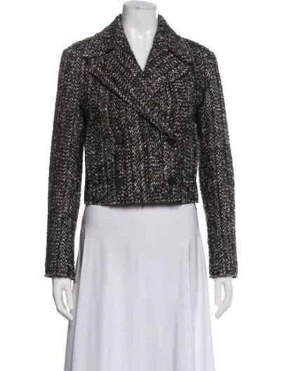 Pre-owned Theory Wool Tweed Pattern Blazer In Black