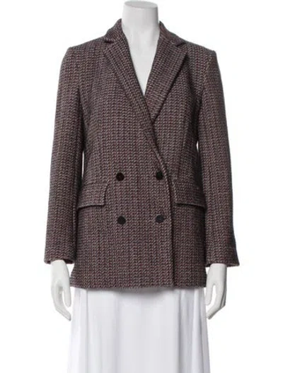 Pre-owned Theory Wool Tweed Pattern Blazer In Black