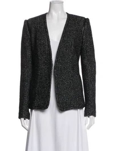 Pre-owned Theory Wool Tweed Pattern Blazer In Black