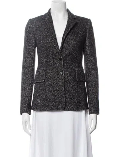 Pre-owned Theory Wool Tweed Pattern Blazer In Black