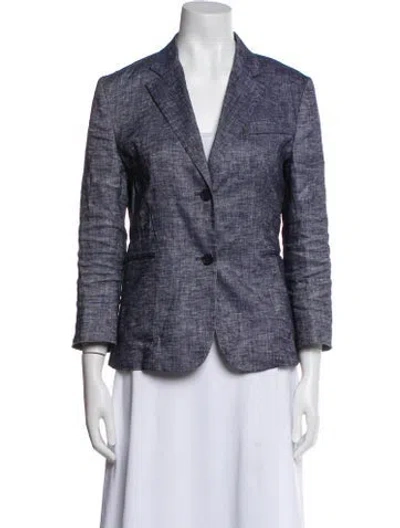Pre-owned Theory Wool Tweed Pattern Blazer In Blue