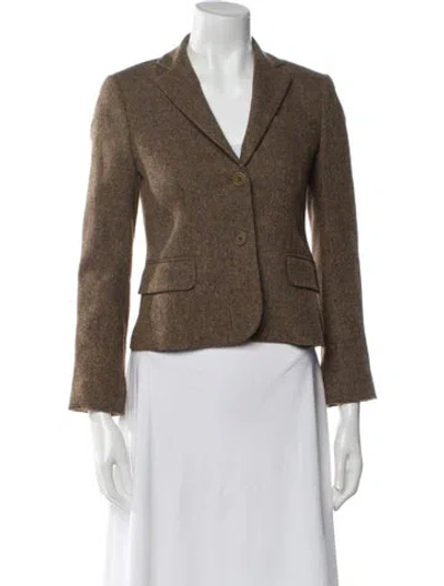 Pre-owned Theory Wool Tweed Pattern Blazer In Brown