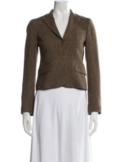 Pre-owned Theory Wool Tweed Pattern Blazer In Brown