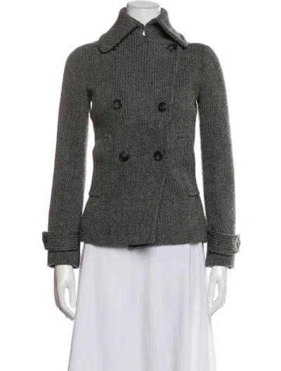 Pre-owned Theory Wool Tweed Pattern Blazer In Gray