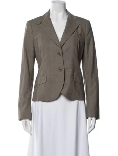 Pre-owned Theory Wool Tweed Pattern Blazer In Gray