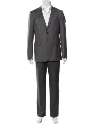 Pre-owned Theory Wool Tweed Pattern Blazer In Grey