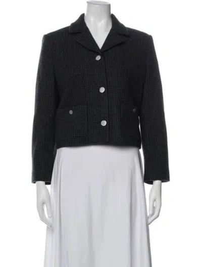 Pre-owned Theory Wool Tweed Pattern Blazer In Grey