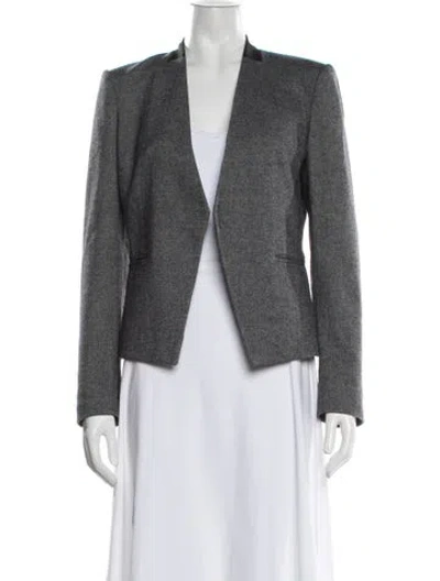 Pre-owned Theory Wool Tweed Pattern Blazer In Grey