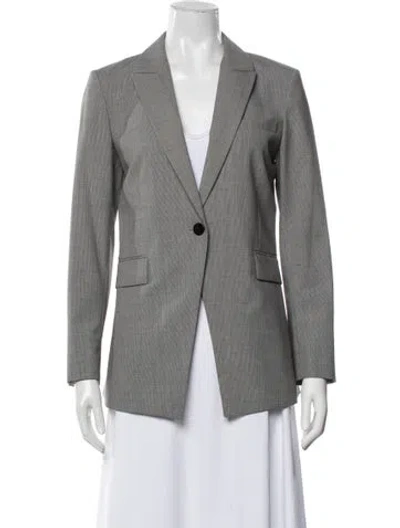 Pre-owned Theory Wool Tweed Pattern Blazer In Grey