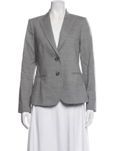 Pre-owned Theory Wool Tweed Pattern Blazer In Grey