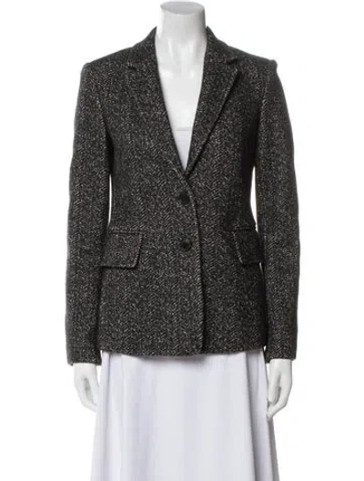Pre-owned Theory Wool Tweed Pattern Coat In Black
