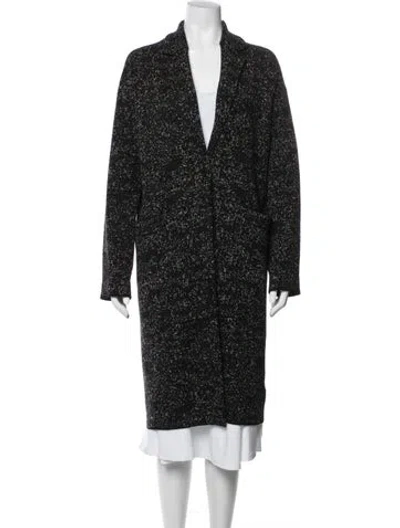 Pre-owned Theory Wool Tweed Pattern Coat In Black