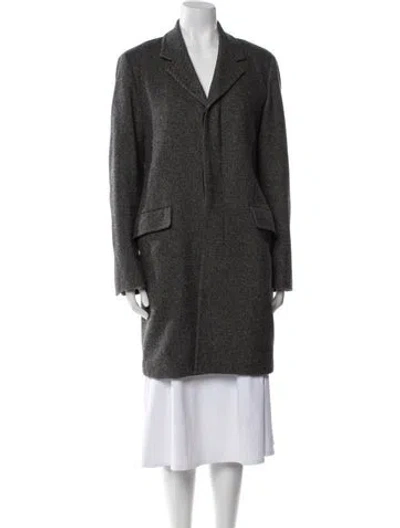 Pre-owned Theory Wool Tweed Pattern Coat In Gray