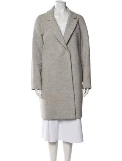 Pre-owned Theory Wool Tweed Pattern Coat In Gray