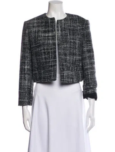 Pre-owned Theory Wool Tweed Pattern Evening Jacket In Black