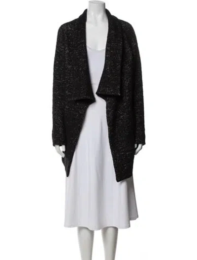Pre-owned Theory Wool Tweed Pattern Jacket In Black
