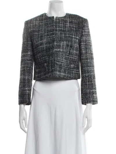 Pre-owned Theory Wool Tweed Pattern Jacket In Grey