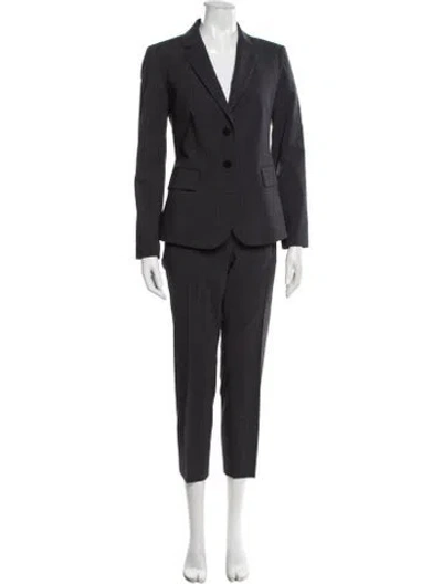 Pre-owned Theory Wool Tweed Pattern Pantsuit In Grey