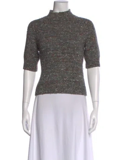 Pre-owned Theory Wool Tweed Pattern Sweater In Gray