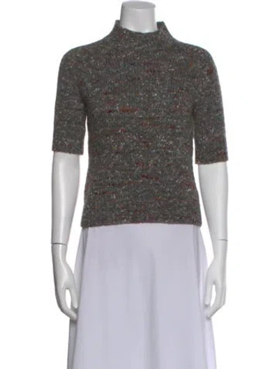 Pre-owned Theory Wool Tweed Pattern Sweater In Gray