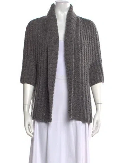 Pre-owned Theory Wool Tweed Pattern Sweater In Gray