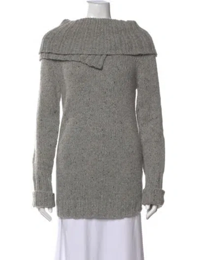 Pre-owned Theory Wool Tweed Pattern Sweater In Grey