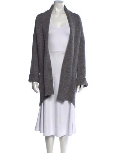 Pre-owned Theory Wool Tweed Pattern Sweater In Grey
