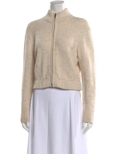 Pre-owned Theory Wool Tweed Pattern Sweater In Neutral