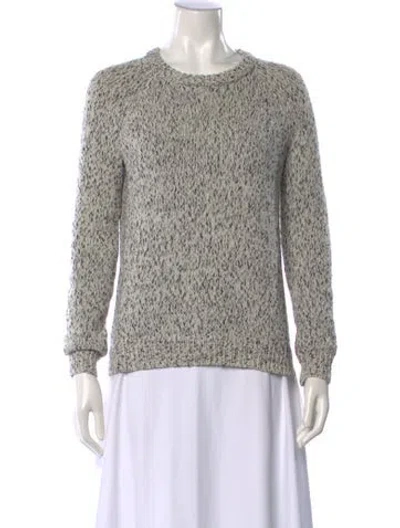 Pre-owned Theory Wool Tweed Pattern Sweater In White