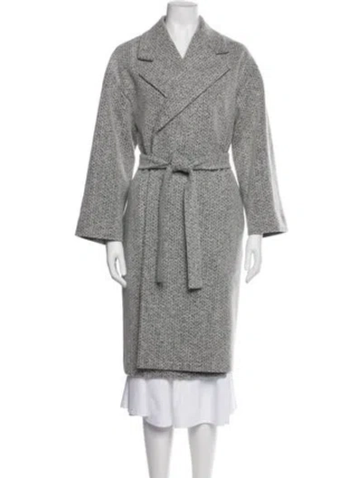 Pre-owned Theory Wool Tweed Pattern Trench Coat In Gray