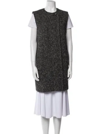 Pre-owned Theory Wool Tweed Pattern Vest In Black