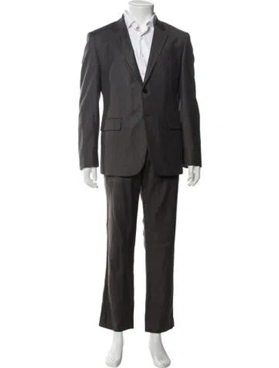 Pre-owned Theory Wool Two-piece Suit In Gray