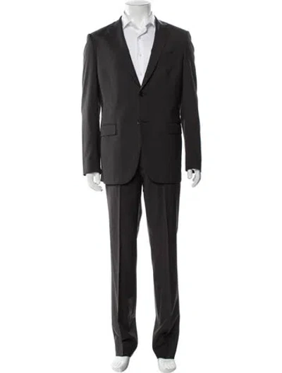 Pre-owned Theory Wool Two-piece Suit In Gray