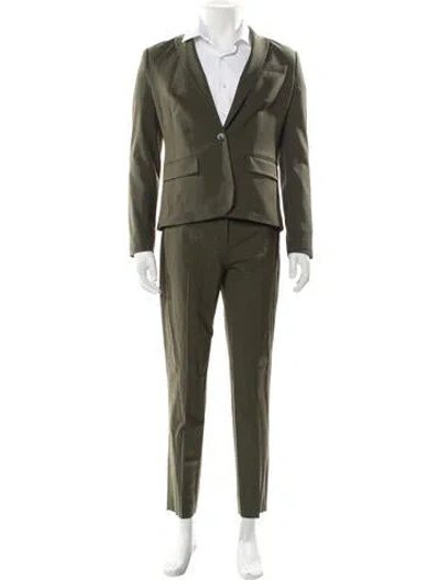 Pre-owned Theory Wool Two-piece Suit In Green