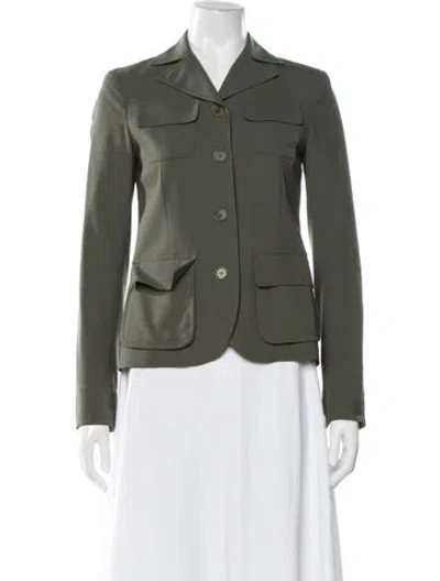 Pre-owned Theory Wool Utility Jacket In Green