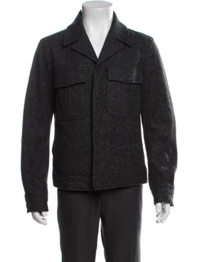 Pre-owned Theory Wool Utility Jacket In Grey