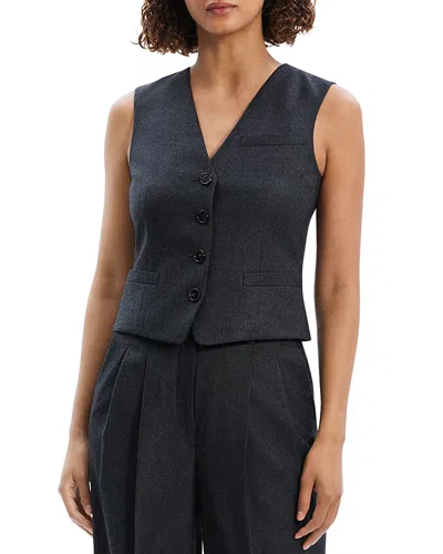 Theory New Divide Sleek Flannel Waistcoat Vest In Gray