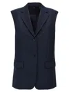 Theory Oversized Vest In Wool-blend In Blue